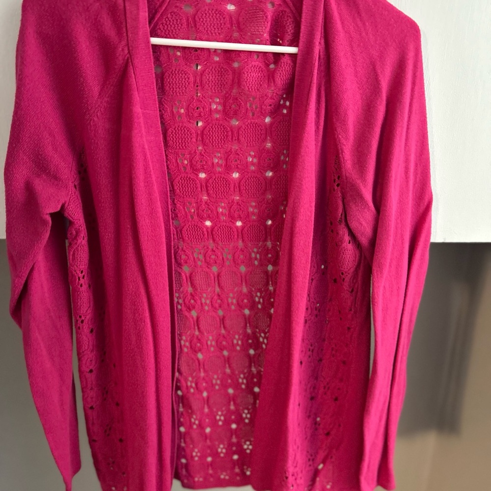 Women's Pink Open-Front Sweater